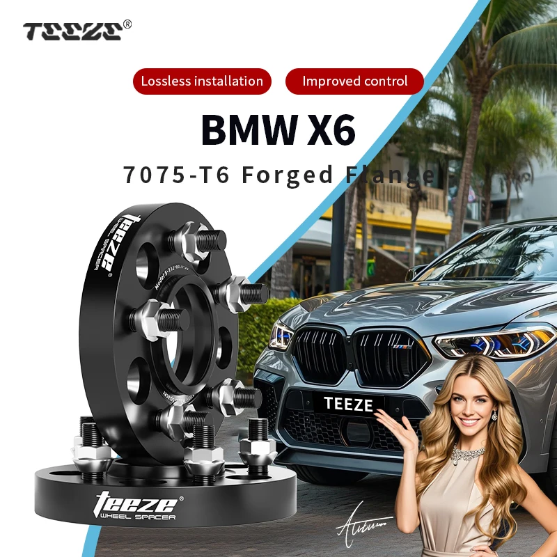 

Teeze 2pcs 5x112 66.6/5x120 72.6 14x1.25 Hub Centric Black Forged wheel spacer For BMW 2014-2025 X6 F16/G06 15/20/25/30/35mm