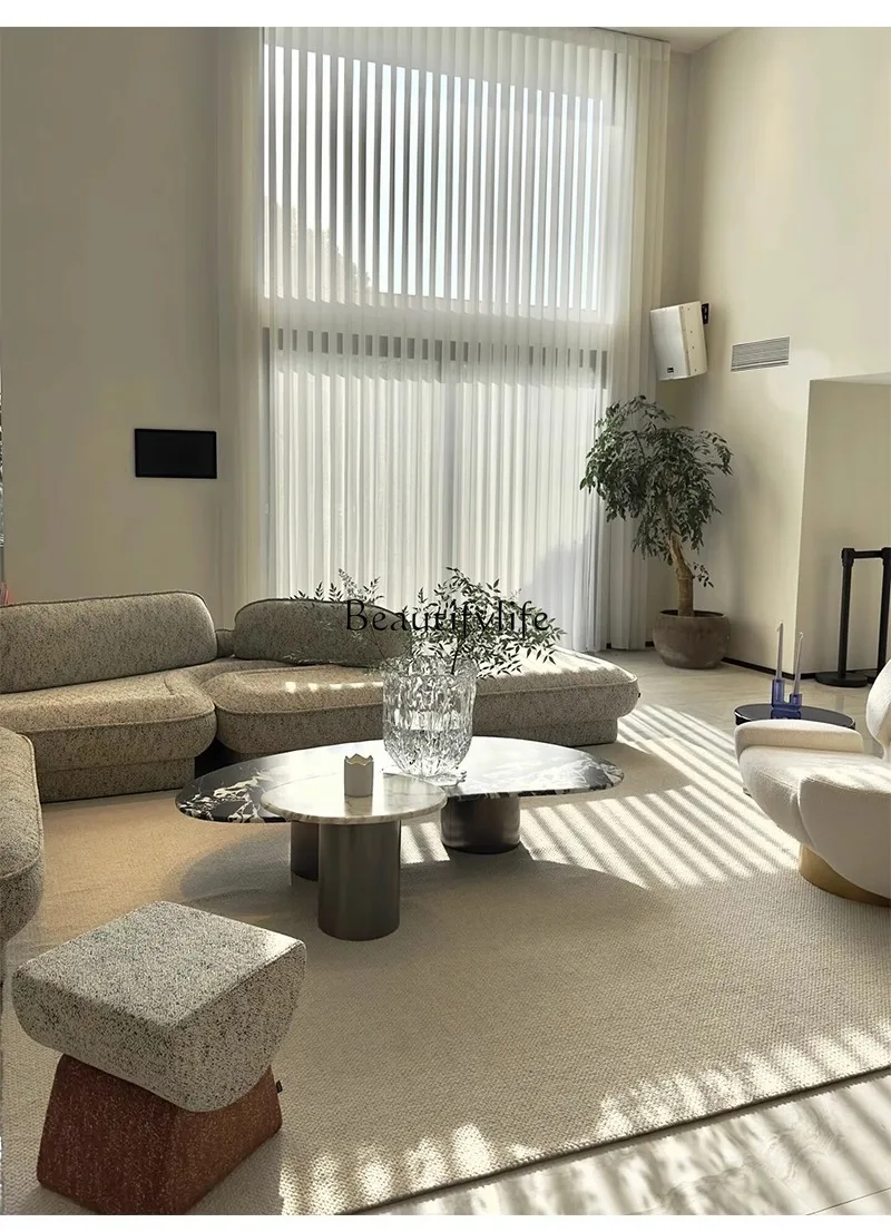 * Tavolino da caffè in marmo nero naturale, moderno e semplice, per soggiorno