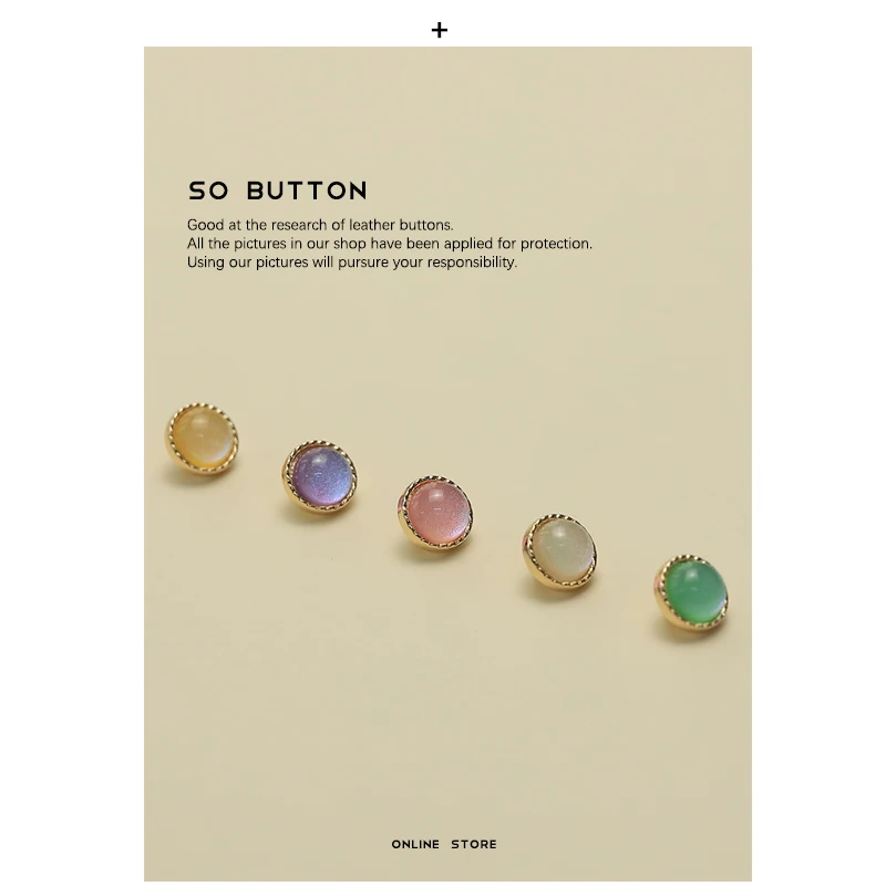 

ESSTUDIO Fluorescent Pink Metal Button Knitted Open Cardigan Button Unique Design Sense Small Batch Sewing DIY Accessories