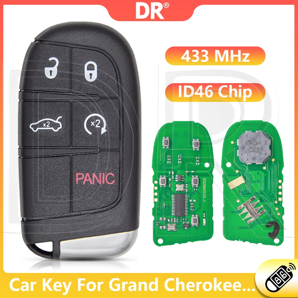 DR3 ID46 Chip 433MHz Proximity Car Remote Key For Jeep Grand Cherokee 2014 2015 2016 2017 2018 2019 2020 2021