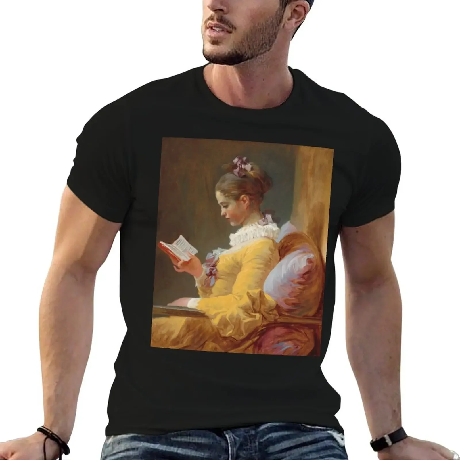 A Young Girl Reading - Jean-Honoré Fragonard T-Shirt customs design your own vintage graphic tee mens white t shirts