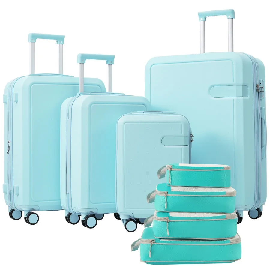 

4 Piece Luggage Set with Compression Packing Cubes for Suitcase Expanable Spinner Wheels Lightweight Suitcase with TSA Lock 16