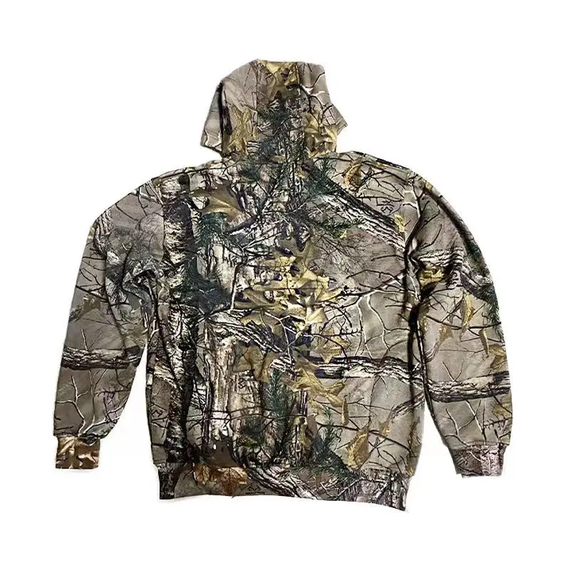 Men\'s spring autumn Fishing Hoodies Pine Branch Boinic Camouflage Hunting Sport Top Full Cotton Thin Fleece Keep Warm Sweater