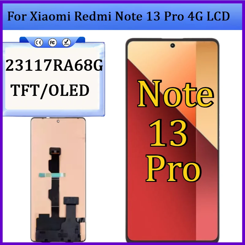 

New TFT/OLED For Xiaomi Redmi Note 13 Pro 4G LCD Display Screen Touch Panel Digitizer Assembly for Redmi Note13Pro 4G 23117RA68G