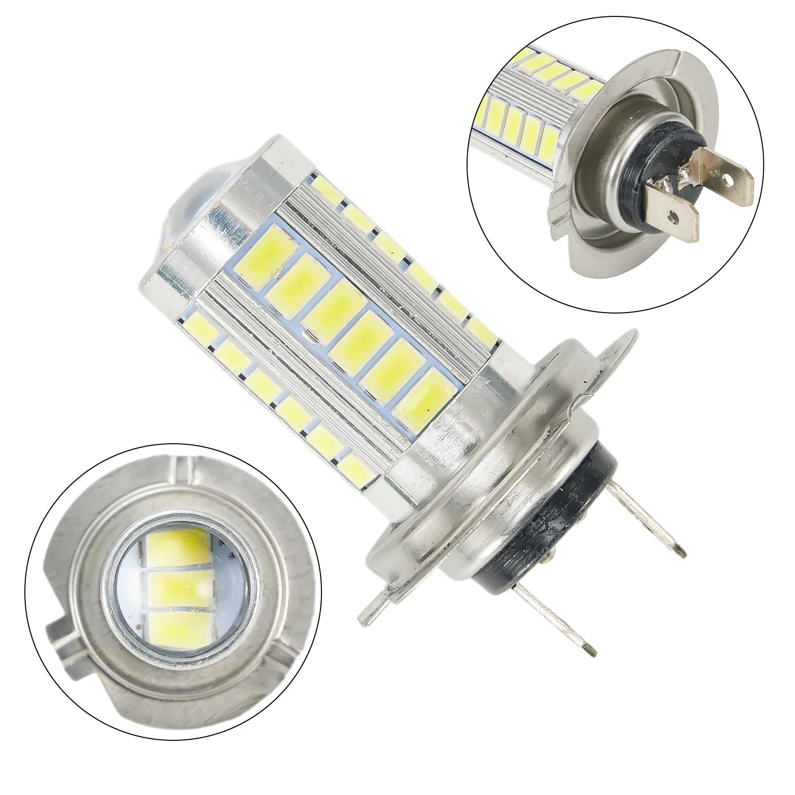 

1pc Car Motorcycle LED Headlight Bulbs Metal 6W 1A Car LED Fog Light 33SMD H4/H7/H1/H3 6000K Super Bright Automobile Accessory