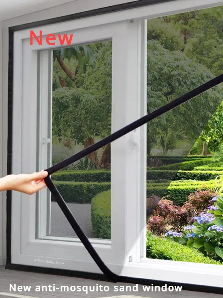 Self Adhesive DIY Window Screen Mesh Hook Loop Tape Breathable Invisible Anti Mosquito Insect Fly Net Easy Installation Curtain
