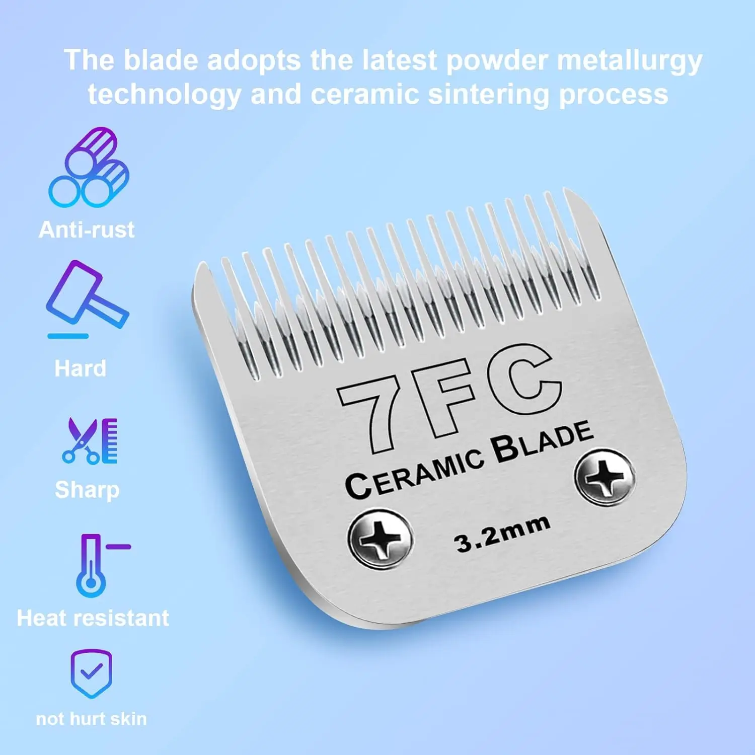 7FC Detachable Pet Dog Clipper Blade Set Compatible With For Most Andis, Oster A5 , Wahl KMClippers，Ceramic &Carbon Steel Blade