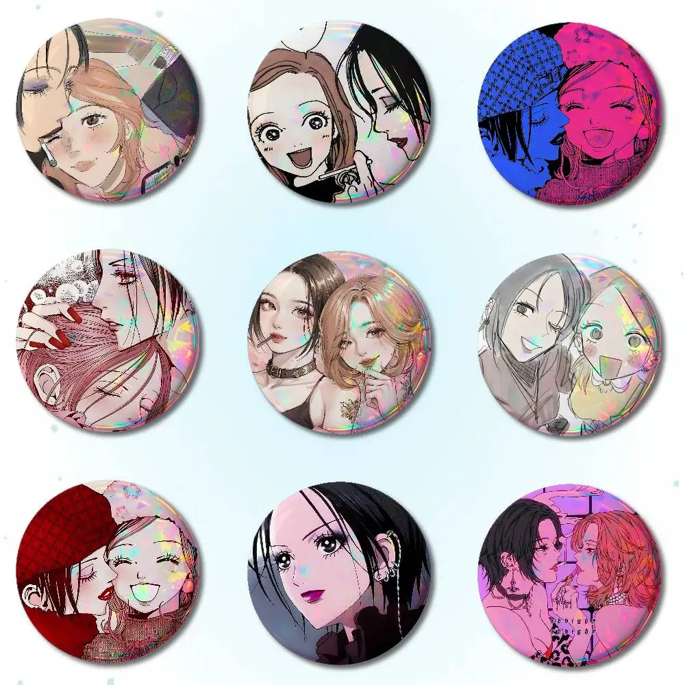 Girls Oosaki Nana And Hachi Badges Round Brooch Cute Cartoon Idol Cosplay Badges DIY Backpack Clothing Jewelry Pins