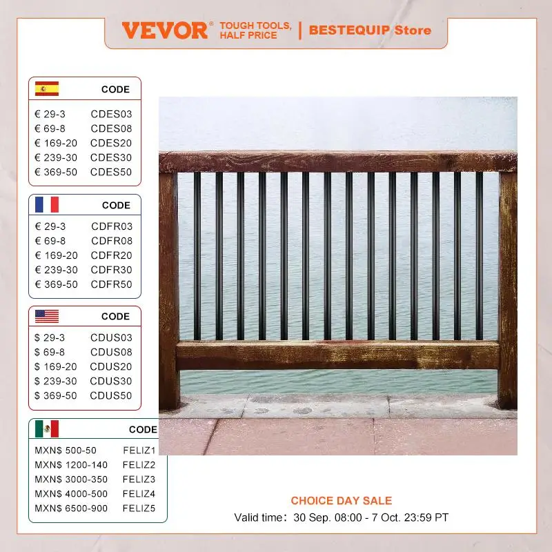 VEVOR Balusters Deck 16 Pack Metal Deck Spindles 44x0,5 cala ze śrubami Iron Deck Reiling for Wood&Composite Deck Stylowy czarny