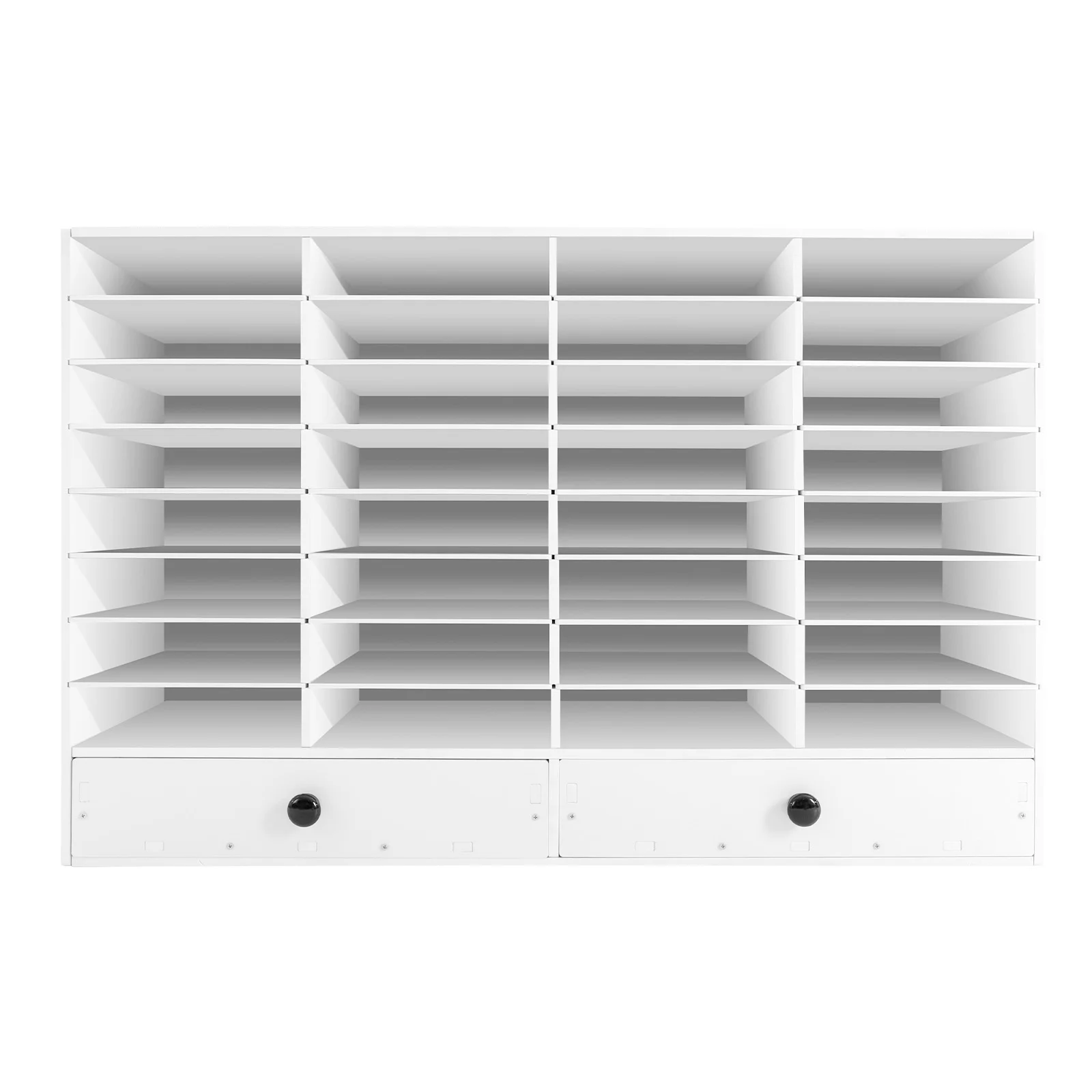 

White PVC Adjustable Literature Organizer, 32 Compartment with 2 Drawers White NEW for Office, Classroom, Home Study