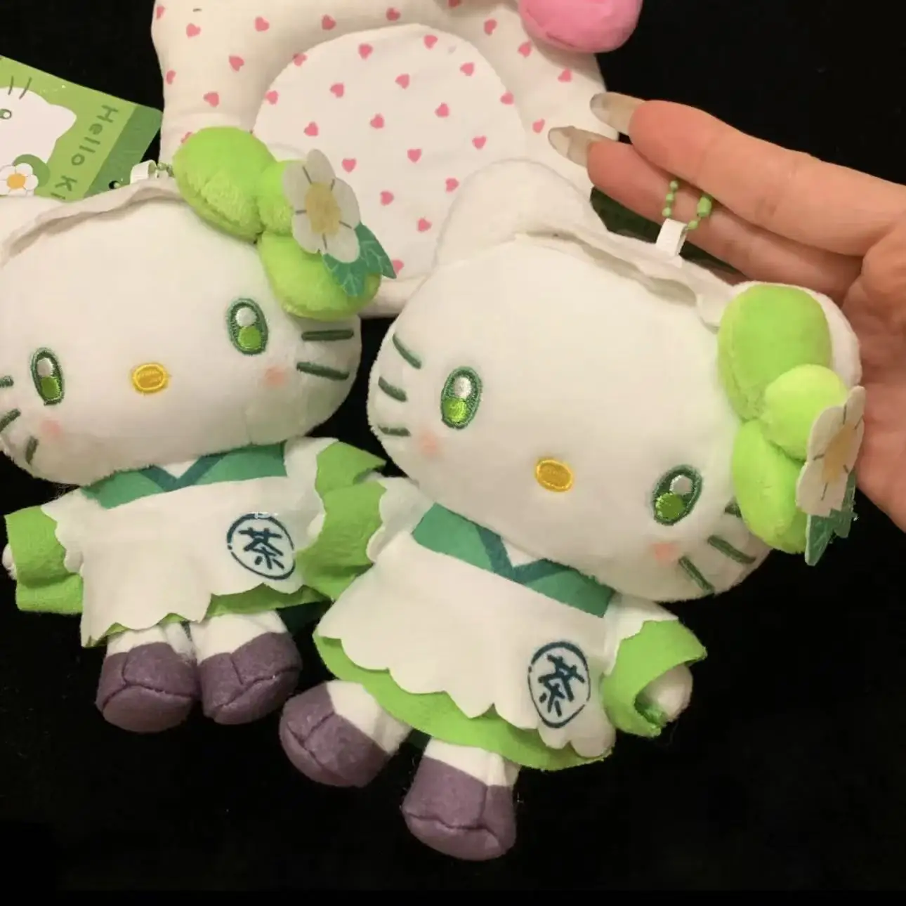 Nowy uroczy breloczek pluszowy Hello Kitty, breloczek Matcha, pluszowa lalka Matcha Maid, zawieszka.