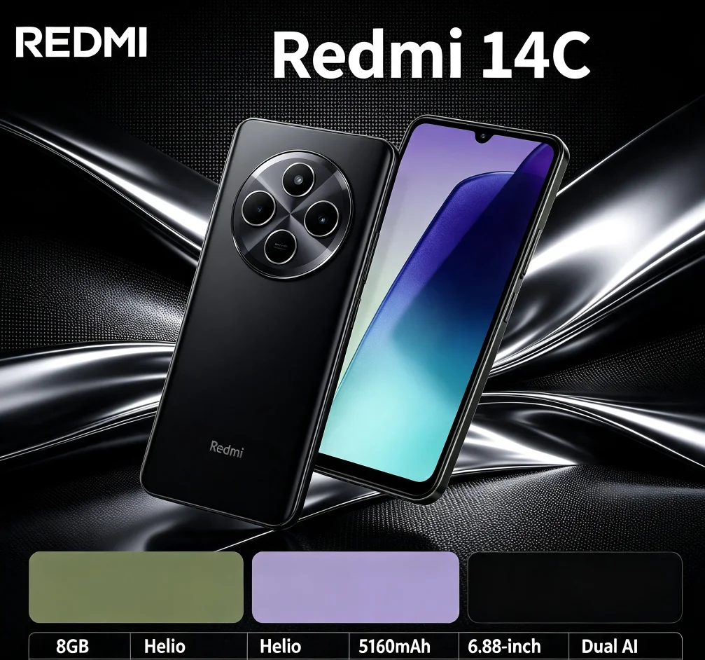 Original 2026 Redmi 14C Mobile Phone 8+256GB Mass Storage Powerful Performance Official Authentic Redmi Series Android Smartphon
