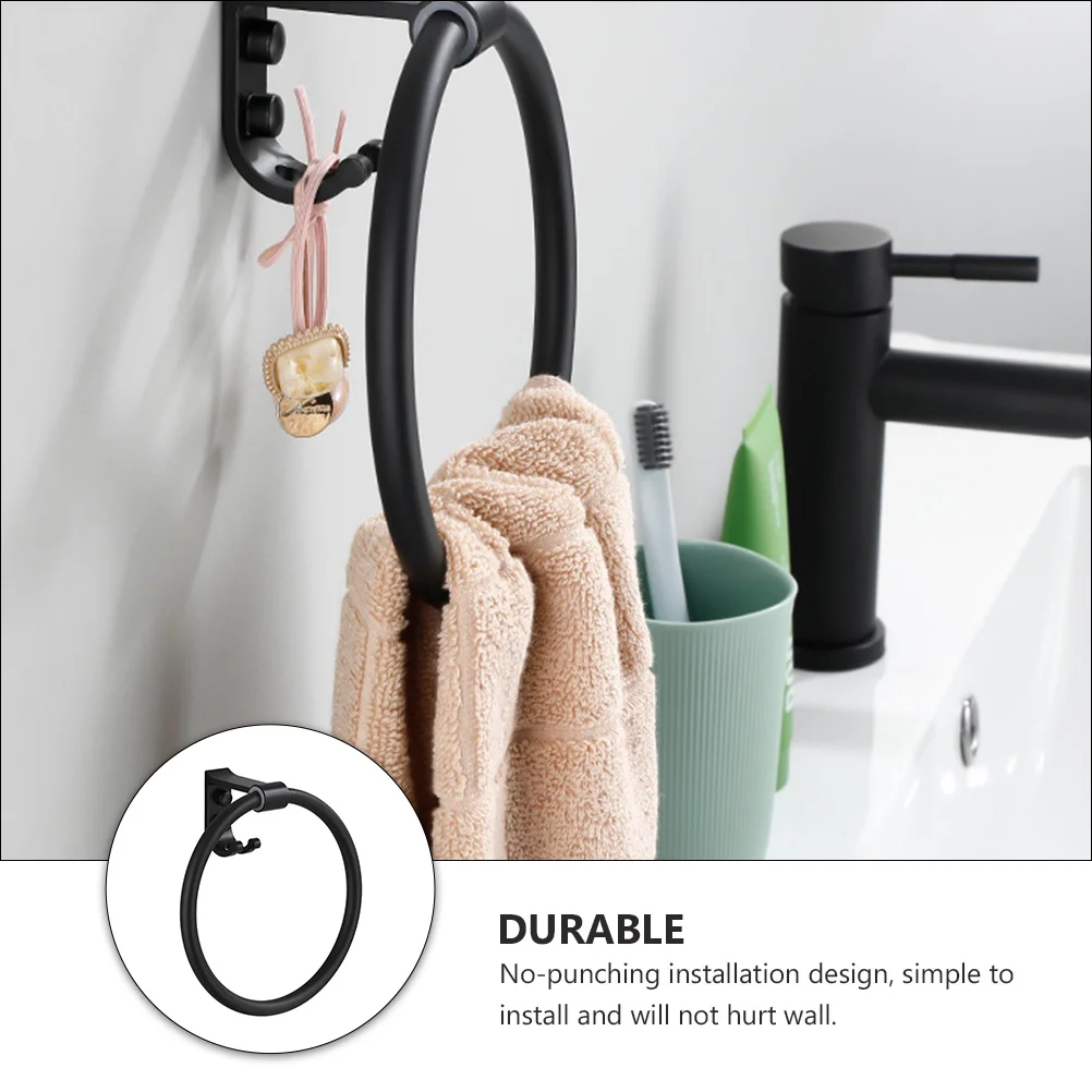 

Кольцо для полотенец из алюминия, 1 шт., толстое, прочное, черное, устойчивое к ржавчине, для ванной комнаты, круглое, водонепроницаемое, настенное крепление