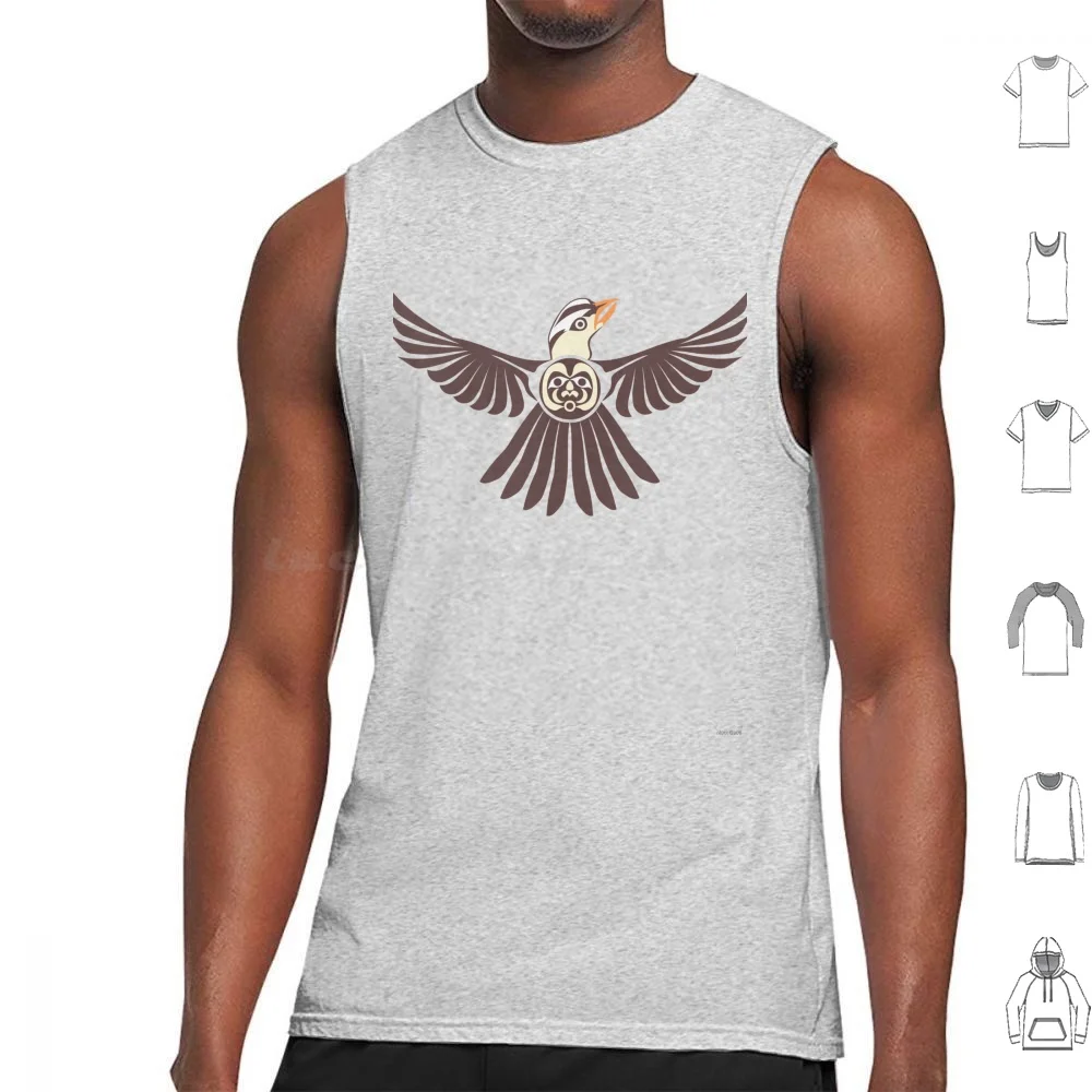 White Crowned Sparrow Tank Tops Print Cotton Coast Salish Coast Salish Art Mark Gauti Indigenous Native First