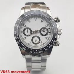 VK63 Chronograph Watch Case VK63 quartz movement 39mm S dial stainless steel caseluminous panda dial s dial Accessories