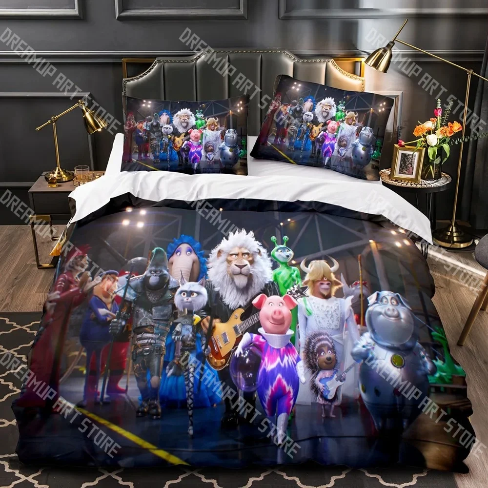 Fashion Cartoon Sing 2 Bedding Set Single Twin Full Queen King Size Bed Set Kids Bedroom Duvetcover Sets Bed Sheet Set