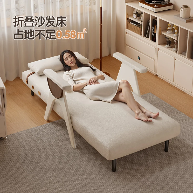 

Solid wood folding sofa bed integrated dual-purpose, household living room multi-functional small apartment French single bed