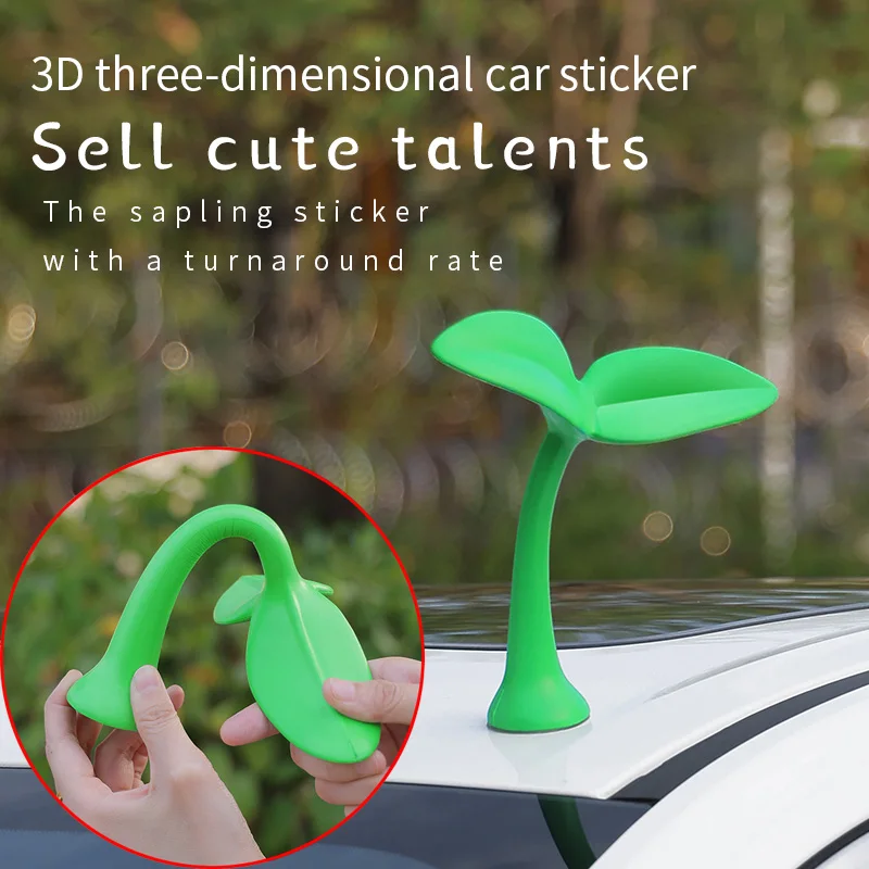 Car Ornaments 3D Car Roof Decoration Stickers Bean Sprout Seedlings Flower Bud Tentacle Ornament Exterior Decorative Accessories