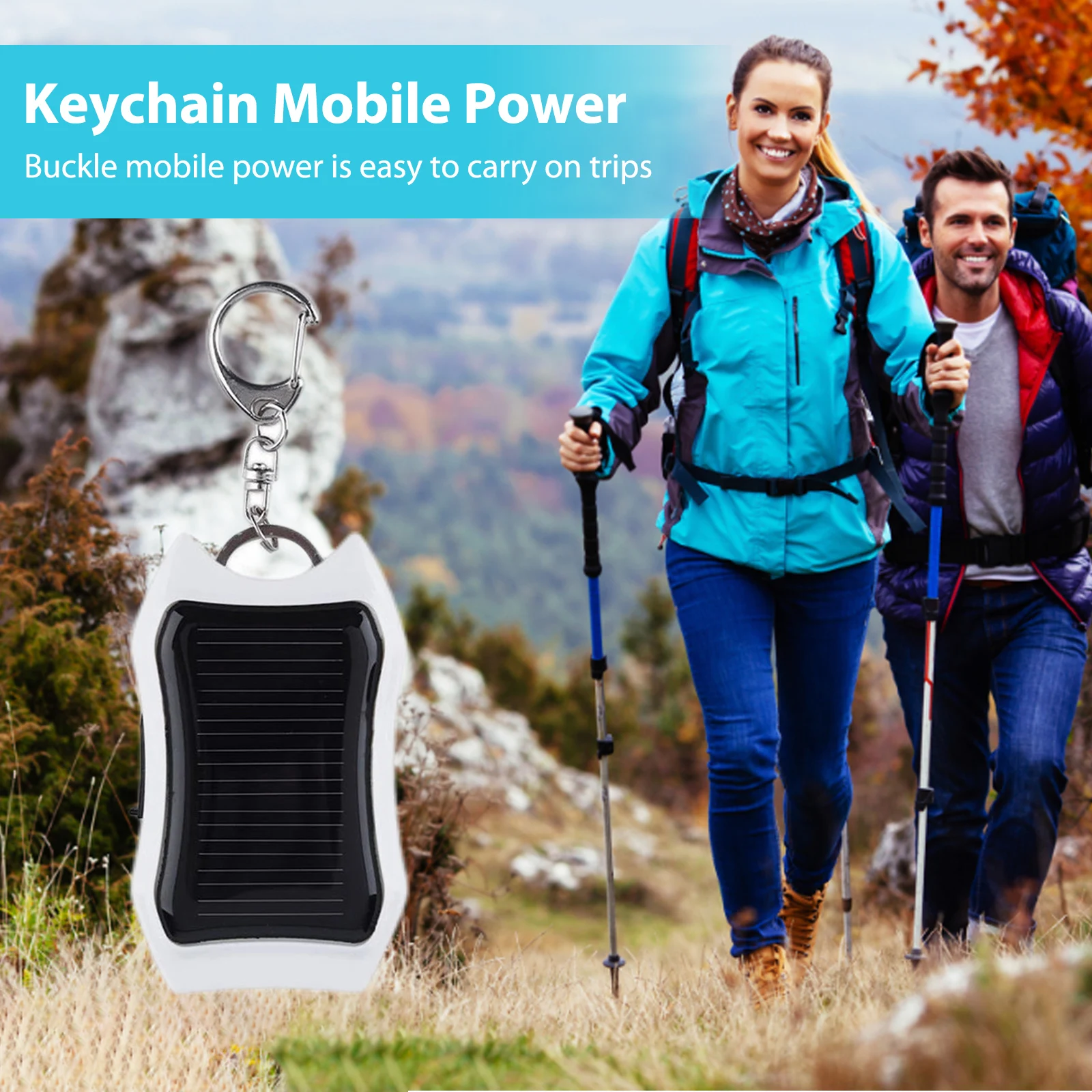 キーホルダー携帯電話バックアップ電源銀行 USB 外部ソーラー 950mAH ポケット充電器ユニバーサル充電機器ハイキング旅行用