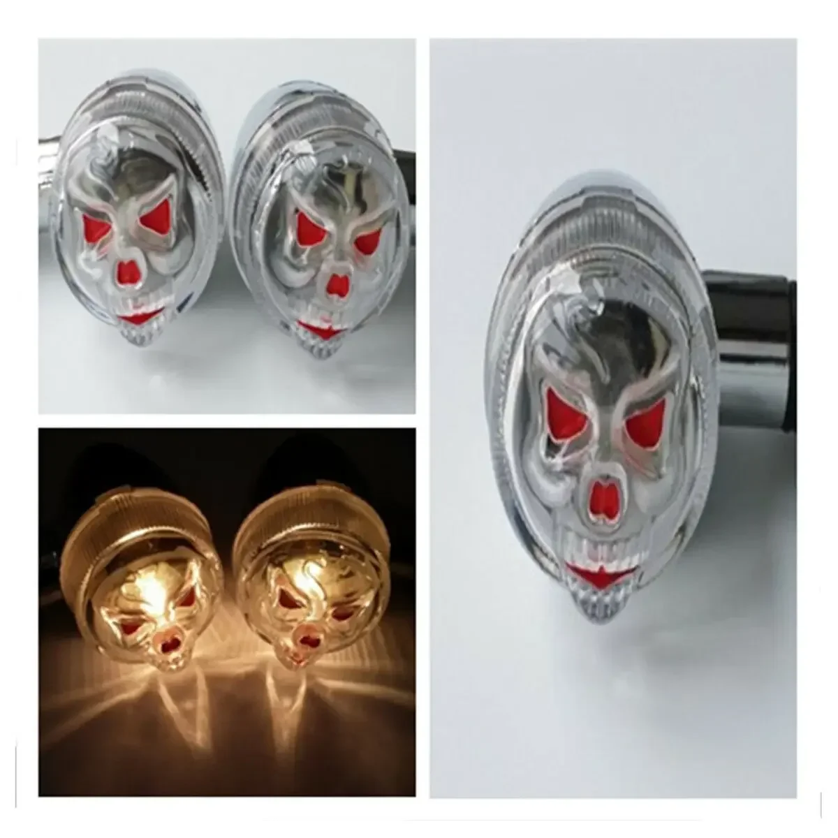 3D RED EYE SKULL BULLET TURN SIGNALS for HARLEY SHADOW V-STAR VULCAN BOULEVARD