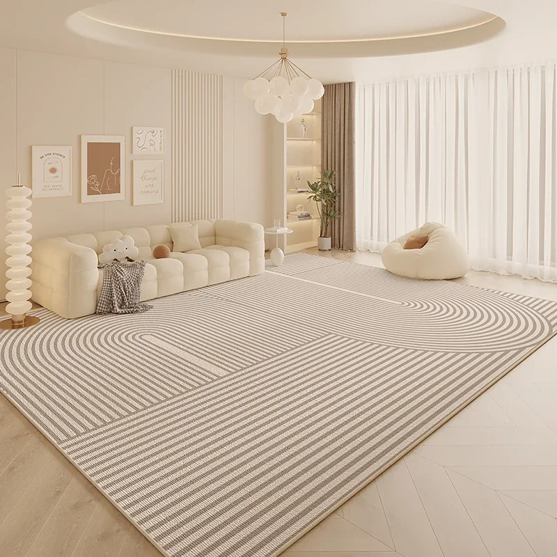

Cream Style Living Room Decoration Line Carpet Large Area Rugs for Bedroom Non-slip Soft Cloakroom Rug Washable Lounge Floor Mat
