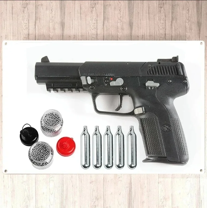Air Pistol Full Metal CO2 Blowback FN Five-seveN Armas 4.5mm 0.177 BBS W/14mm CCW Home Decor Metal Wall Sign