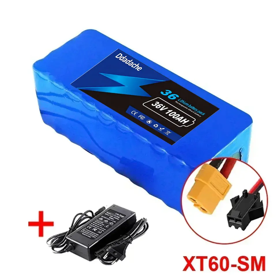 10S4P 36V 100000mAh lithiumbatterij elektrische scooter 18650 batterijpakket + gratis oplader