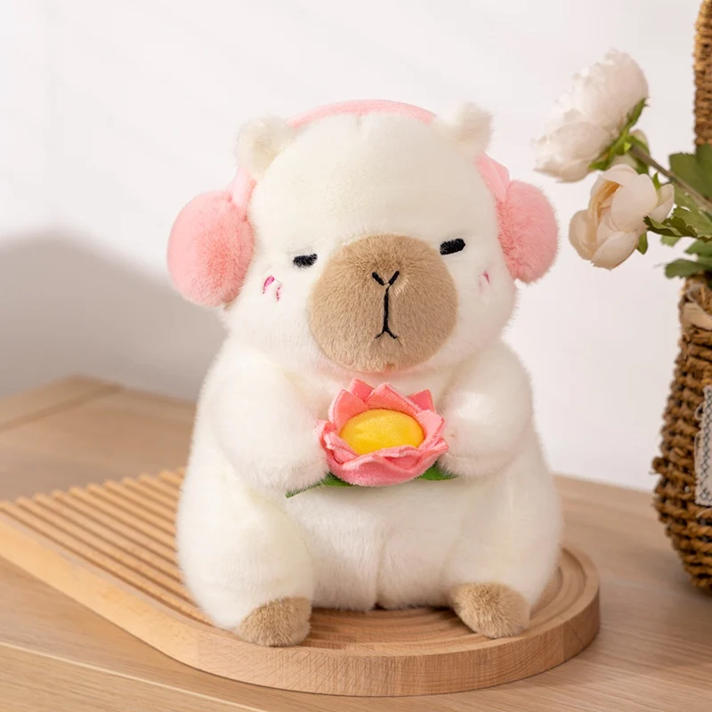 1 Piece New Cute Capybara Plush Toy Stuffed Animals Capybara Soft Doll Hold Flower Birthday Gifts