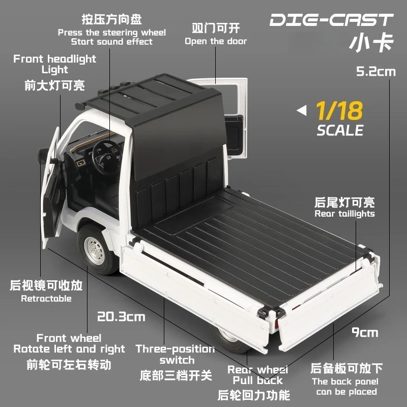1:18 شاحنة صغيرة سبيكة نموذج سيارة التراجع الصوت والضوء الأطفال أكثر من اللعب سبيكة نموذج سيارة تحصيل