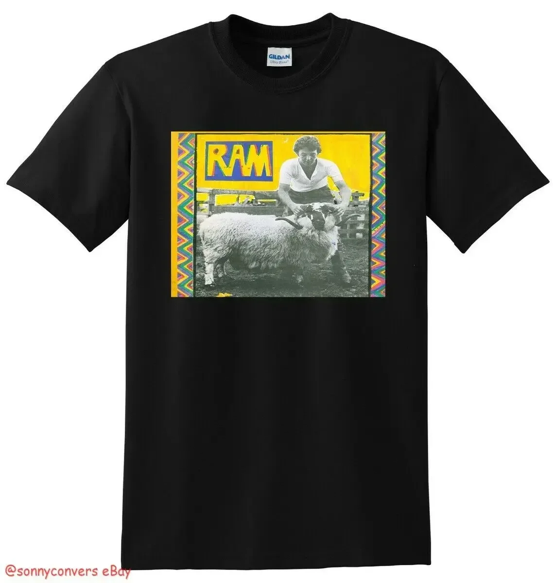 PAUL AND LINDA MCCARTNEY T SHIRT ram vinyl cd cover SMALL MEDIUM LARGE or XL