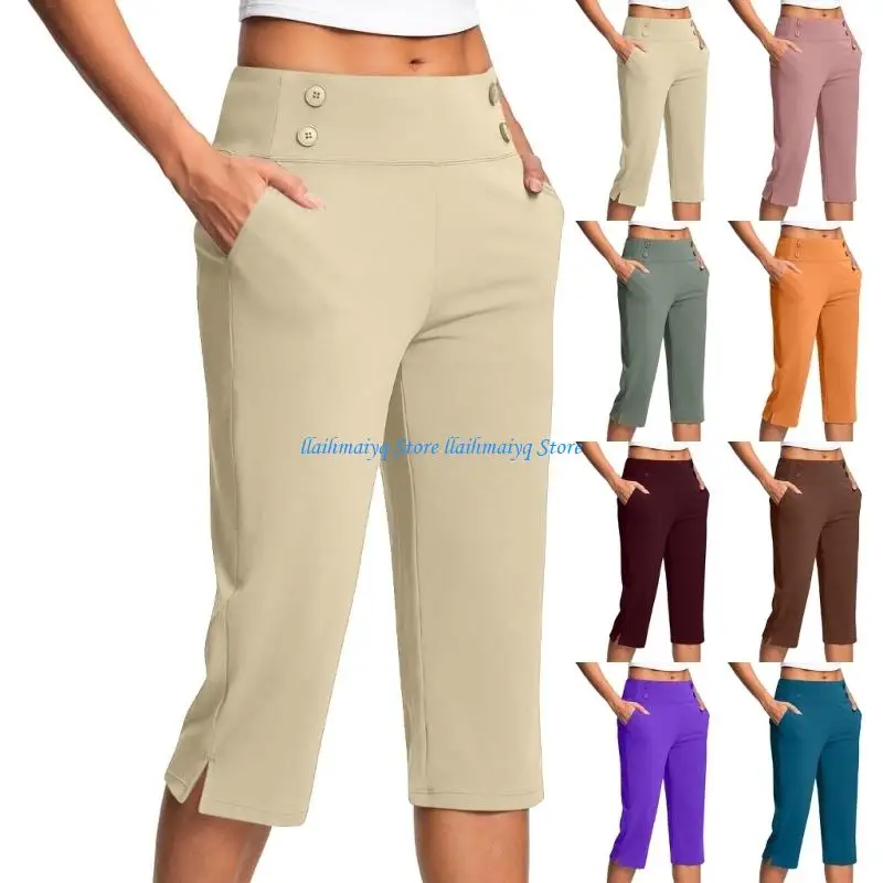 573B Pants for Women Stretch Cropped Casual Capris Work Slacks Yoga Dress Pant Pants