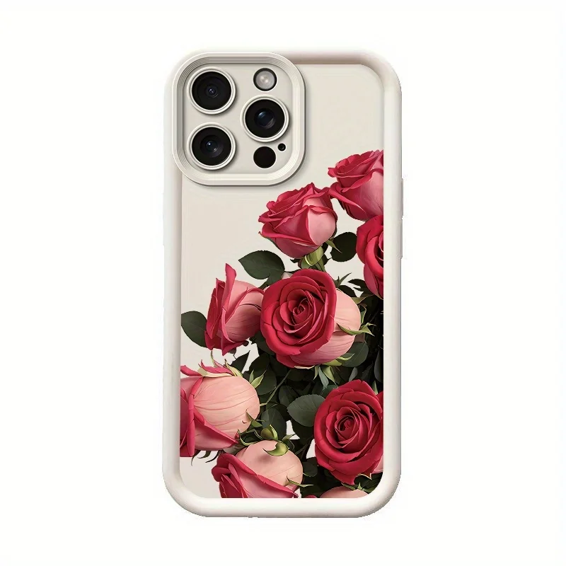 เคสโทรศัพท์ลายดอกกุหลาบสีแดงสุดสร้างสรรค์ เหมาะสำหรับ iPhone 17 16 15 14 13 12 11 Pro/Max/Plus ป้องกันการตกกระแทกและกันแรงสั่นสะเทือน