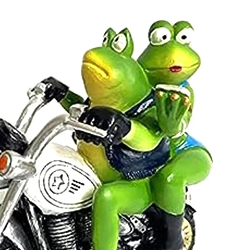 A56P-Frog Riding On Motorcycle Figurines Frog Figurine Decor Resin Frog Gifts Garden Frog Decor