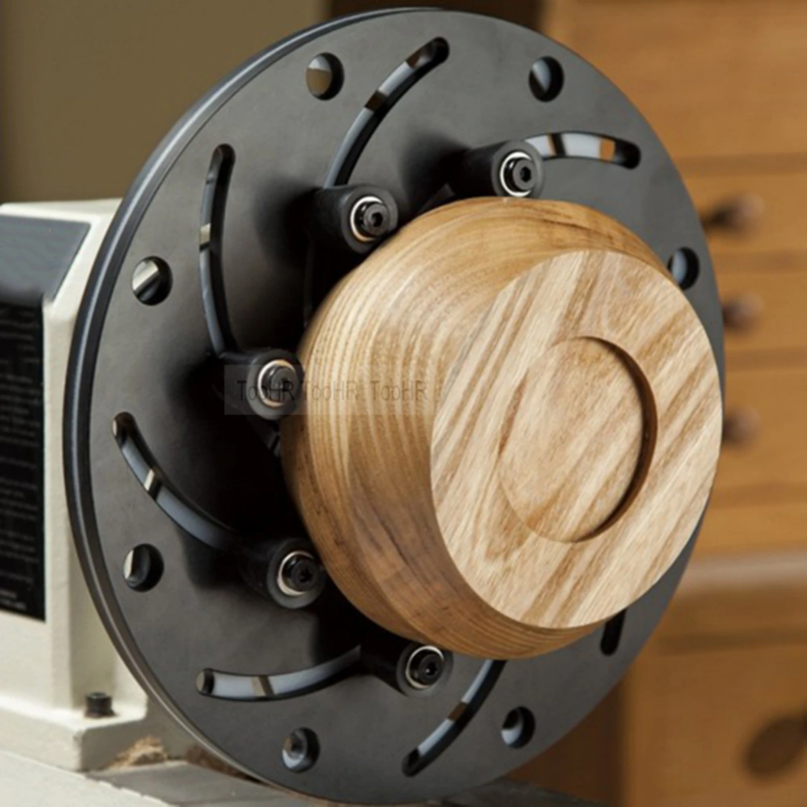 Self-Centering Wood Lathe Chuck 250 Mm Wood Lathe Chuck Plate Shop Equipment Matte Finish Black Metal