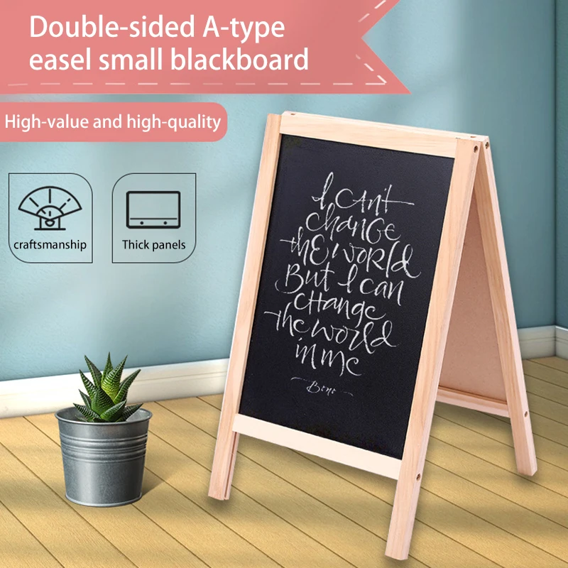 Portable Blackboard A-shaped Mini Billboard Double-sided Vertical Billboard Diy Menu Bracket Wooden Blackboard Store Guide Board