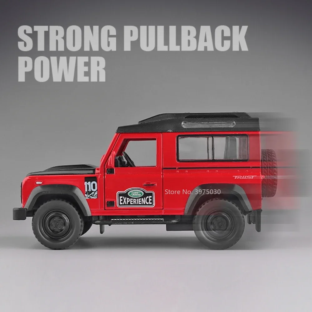 1:32 Land Rover Defender Car Model Off-Road Vehicles Alloy Diecast Metal Toy with Pull Back Sound Light Collection Children Gift