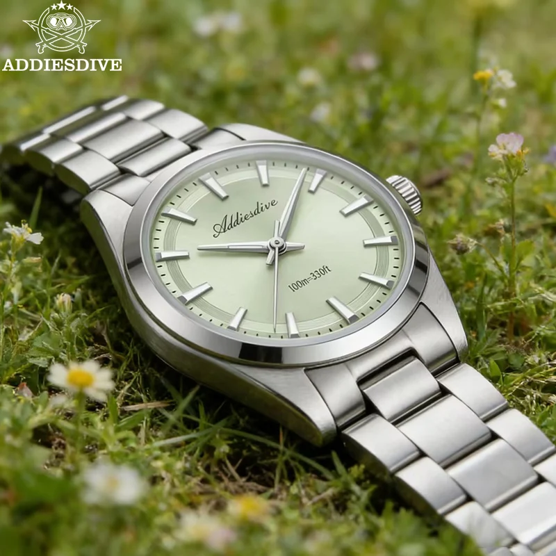 ADDIESDIVE Men's Watch Luxury Domed Glass 36mm Quartz Wristwatch BWG9 Super Luminous 100m Waterproof High Quality Dress Watch