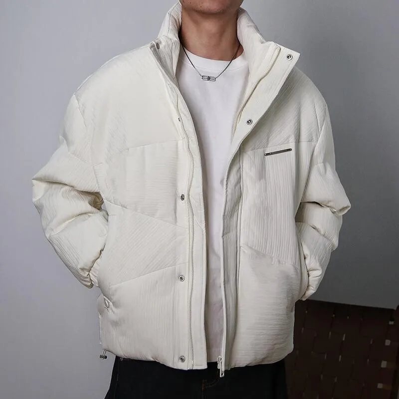 [OIMG] YR919-P160 Men's Winter Basic Stand up Collar Solid Color Versatile White Duck Down Jacket Coat