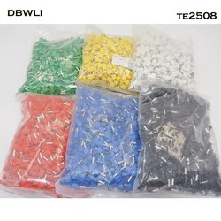 1000pcs/lot TE2508 2x2.5mm2 Bootlace cooper Ferrules kit set Wire Copper Crimp Connector Insulated Cord Twin Pin End Terminal