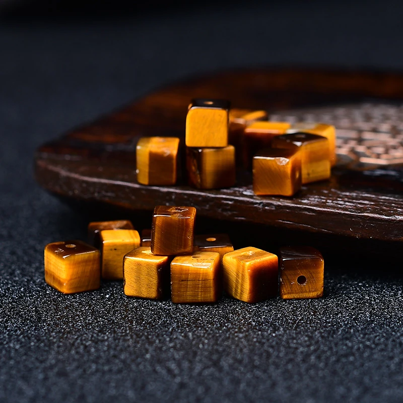 Natural raw ore yellow tiger's eye stone square tiger's eye stone DIY crystal bead single hand-woven jewelry accessories