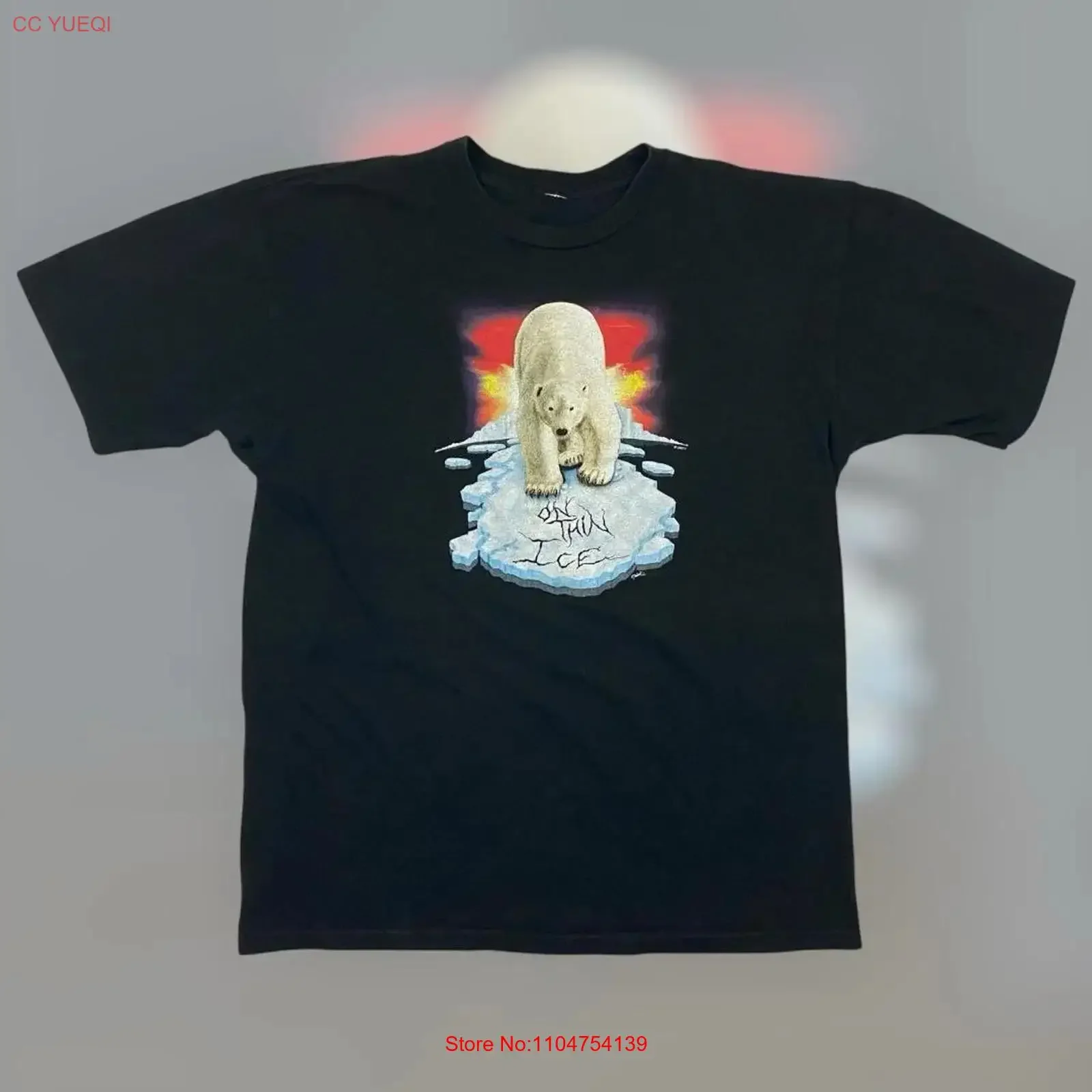 VTG Y2K 00s Polar Bear Endangered Animal Nature Outdoors T Shirt Adult XL Black vintage Washed Casual Stylish designer clothes