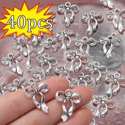 Neue 17x22mm DIY Bogen Anhänger Doppel Schleife Design Für Frauen Silber Exquisite Trendy Mode Schmuck Handgemachte Schmuck zubehör