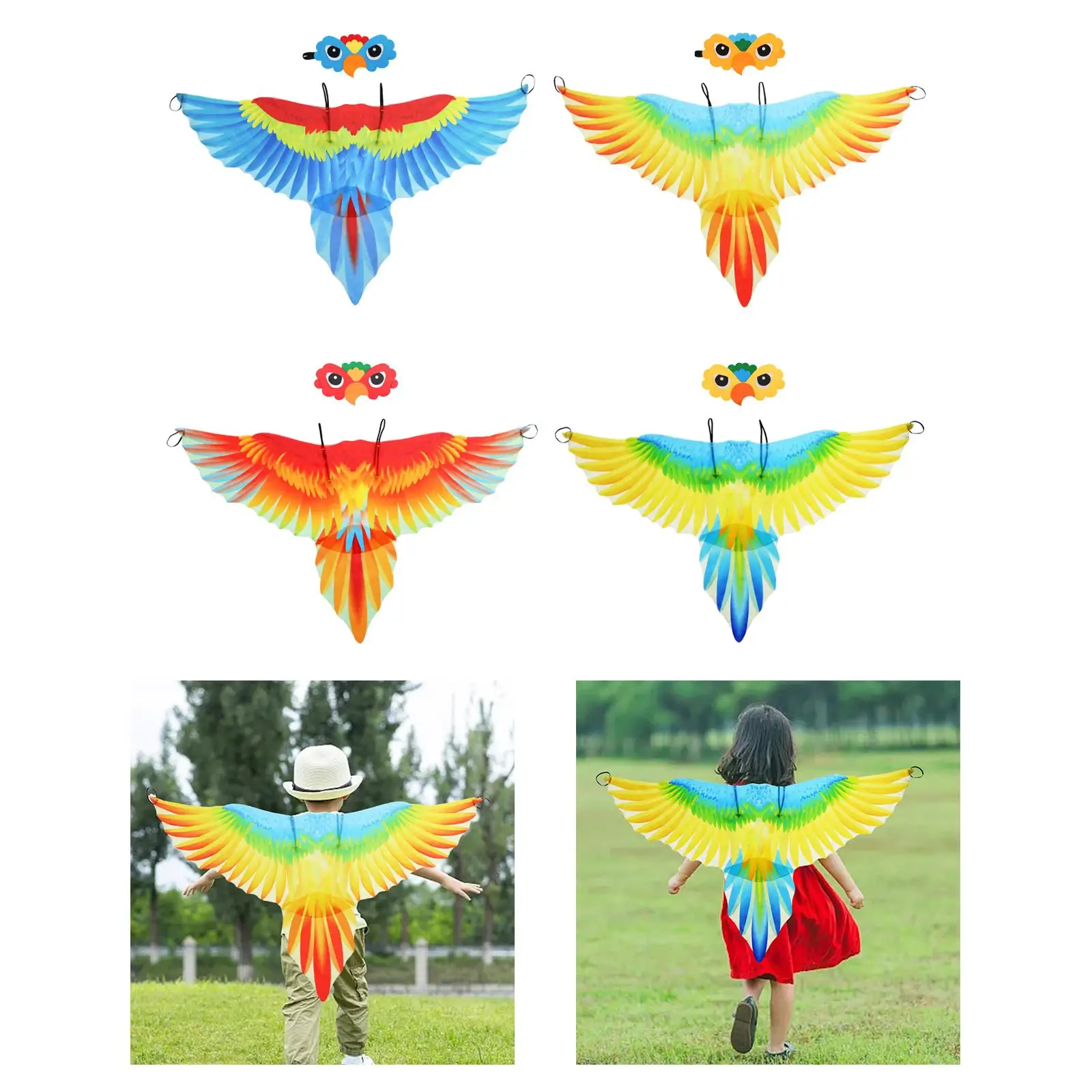 Kids Bird Costume Set with Headband Kids Halloween Costume Parrot Wings Cape for Cosplay Carnival Masquerade Party Children