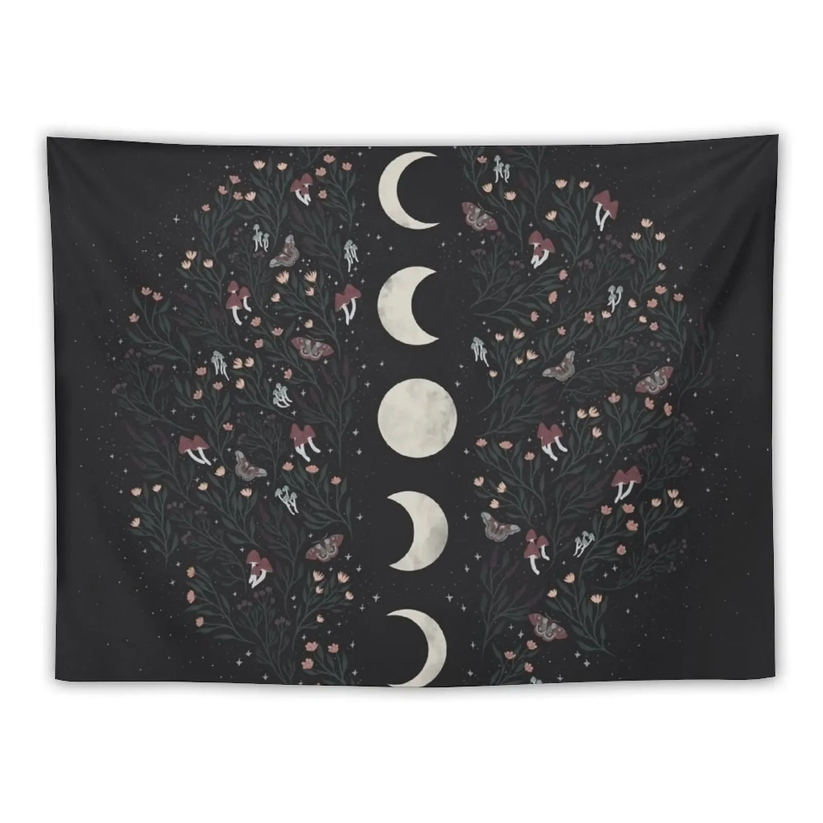 

Moon Phases with Botanicals and Stars Tapestry Aesthetic Room Decor Room Design Decorative Wall Murals Tapestry