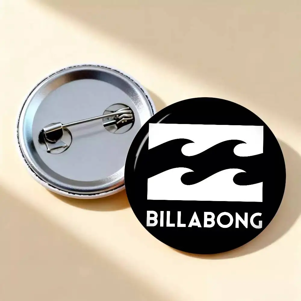 B-Billabong Surf Fashion Creative Pins Funny Round Snap-in Brooch Badge Backpack Hat Accessories Jewelry Gifts for Friend - view 6