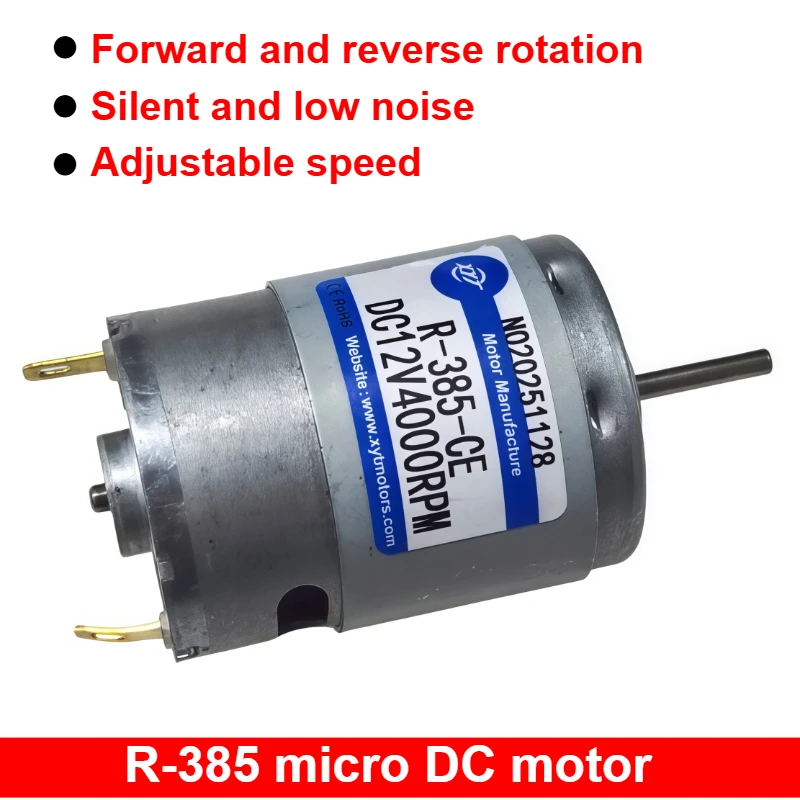 

1pc R-385 micro DC high speed motor small motor 12v24v forward and reverse adjustable high torque motor