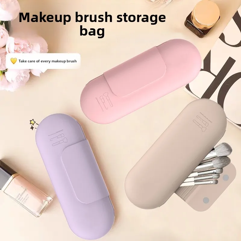 

Silicone Brow Pencil Case Makeup Brush Eyeshadow Brush Storage Set Dust-Proof Simple Portable Travel Bag Specific