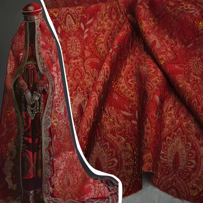 

1yard Palace style embossed gold thread jacquard fabric Designer Fashion Creative Stage Tops,Bottoms and Fabrics for clothing