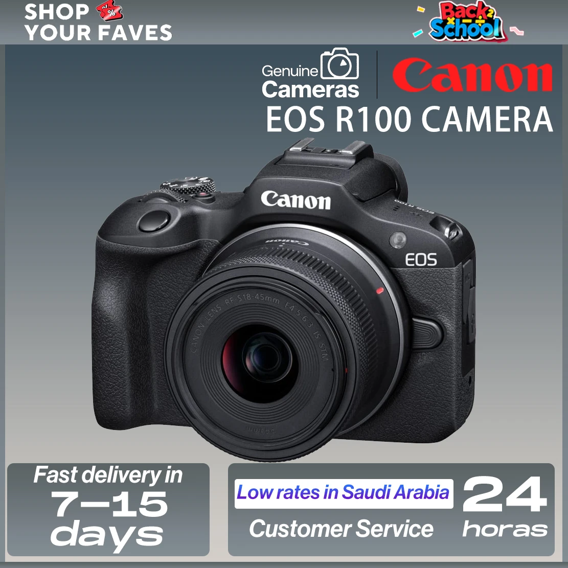 【Do Brasil】كاميرا Canon EOS R100 الرقمية بدون مرآة، مستوى الدخول APS-C مع مجموعة عدسات RF-S 18-45 مم - إطلاق جديد
