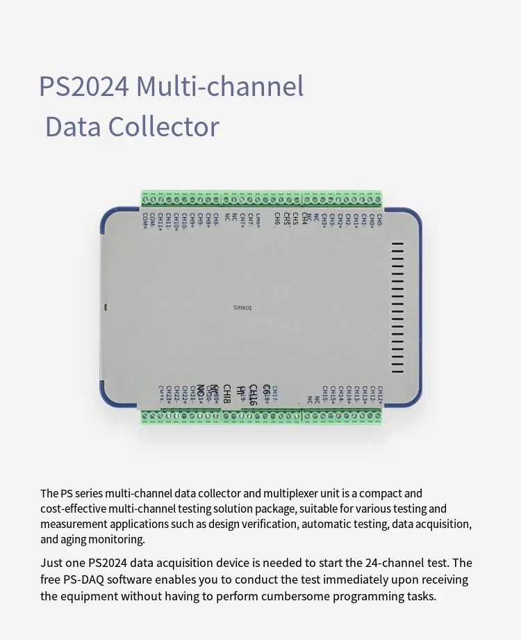 Smacq PS2024V DAQ Card, 2026 New, 24CH Differential Isolated Voltage Acquisition, USB Interface, Industrial Measurement